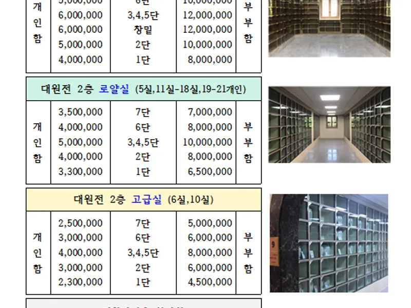 undefined 추모시설 영모묘원 대원전 납골당(봉안당) 안치단 및 제례실 시설 사진 3